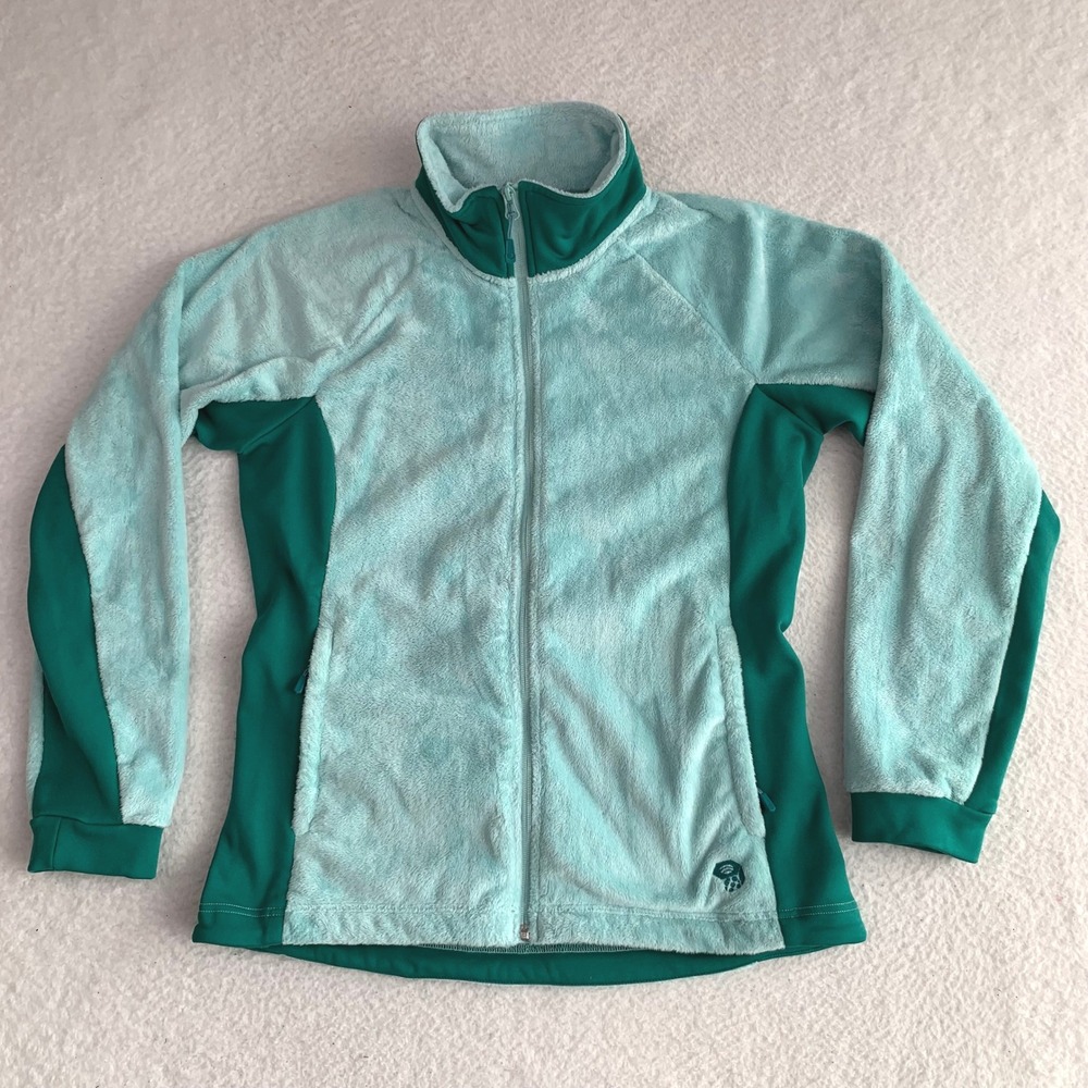 Mountain Hardwear Monkey Fleece Jacket Womens M Full Zip Pockets Mint Green